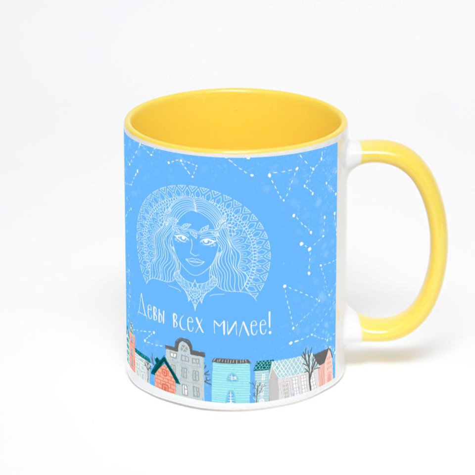 Желтая кружка с фотопечатью