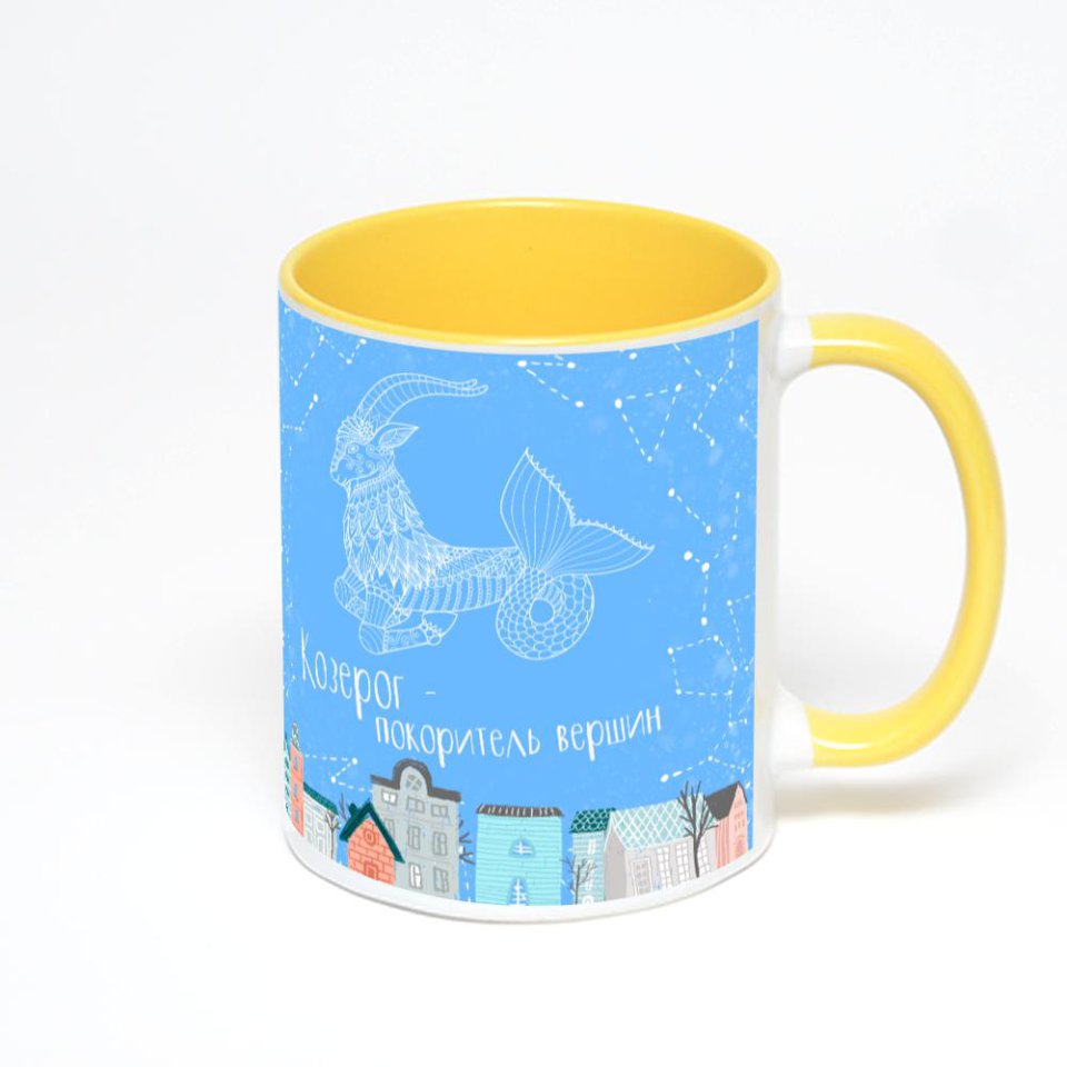 Желтая кружка с фотопечатью