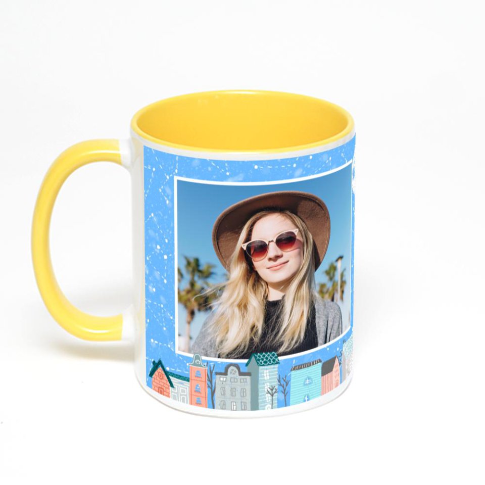Желтая кружка с фотопечатью