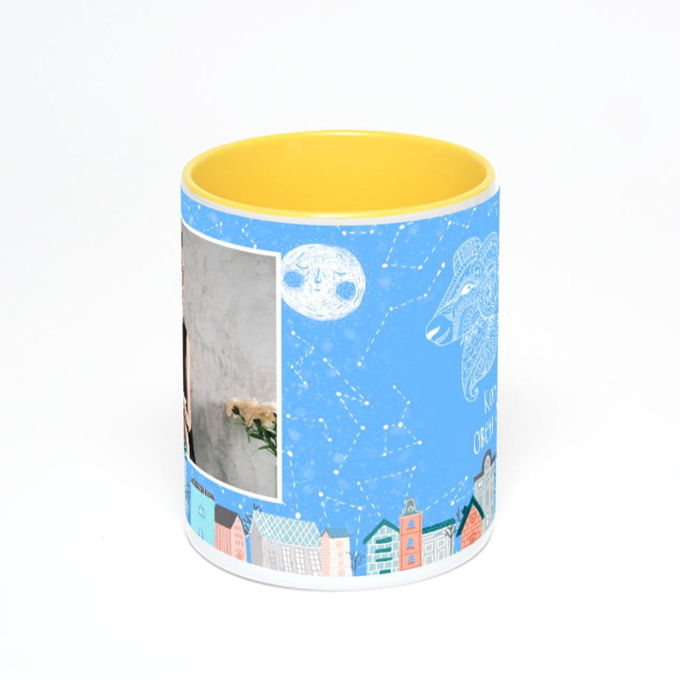 Желтая кружка с фотопечатью