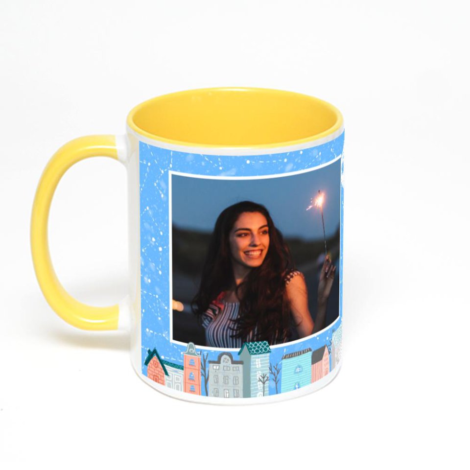 Желтая кружка с фотопечатью