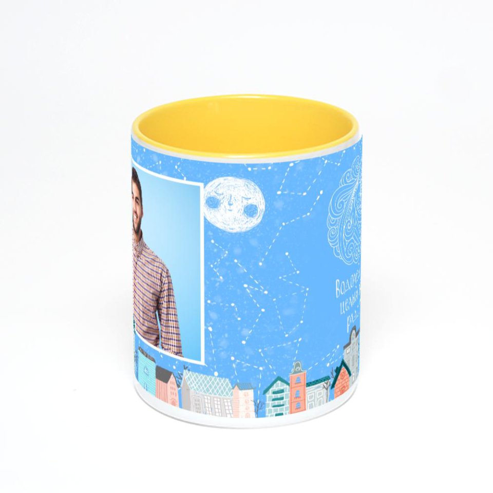 Желтая кружка с фотопечатью