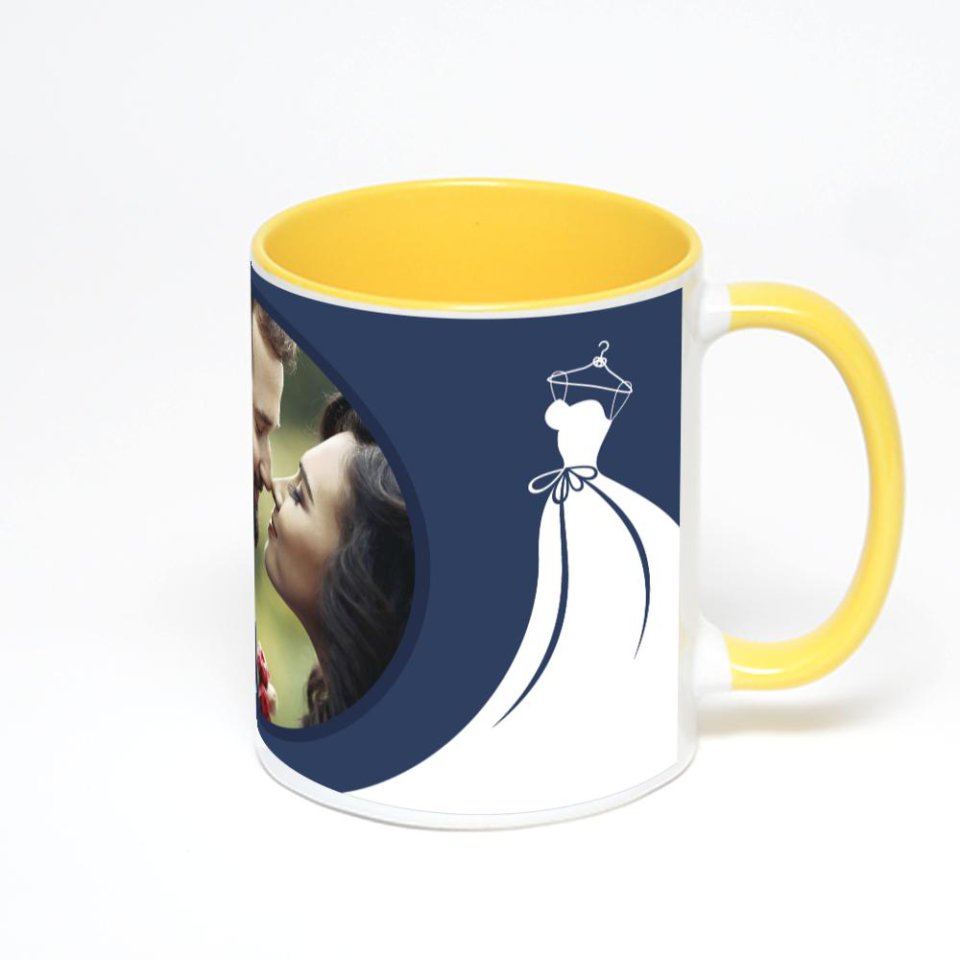 Желтая кружка с фотопечатью