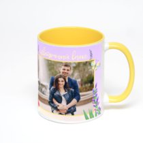 Желтая кружка с фотопечатью