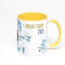 Желтая кружка с фотопечатью
