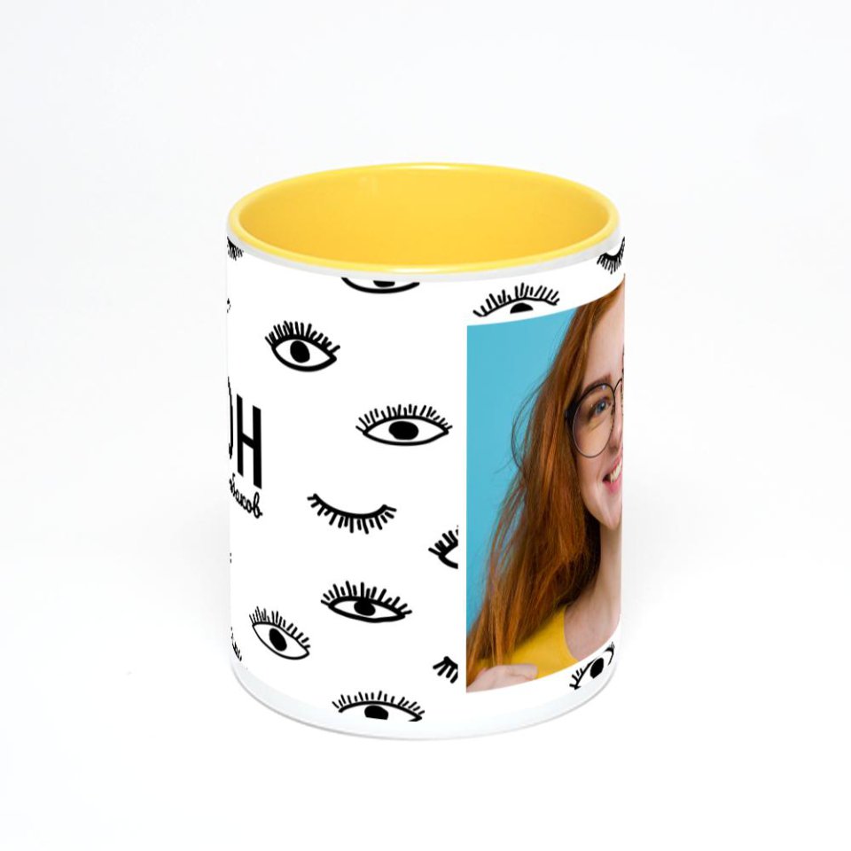 Желтая кружка с фотопечатью