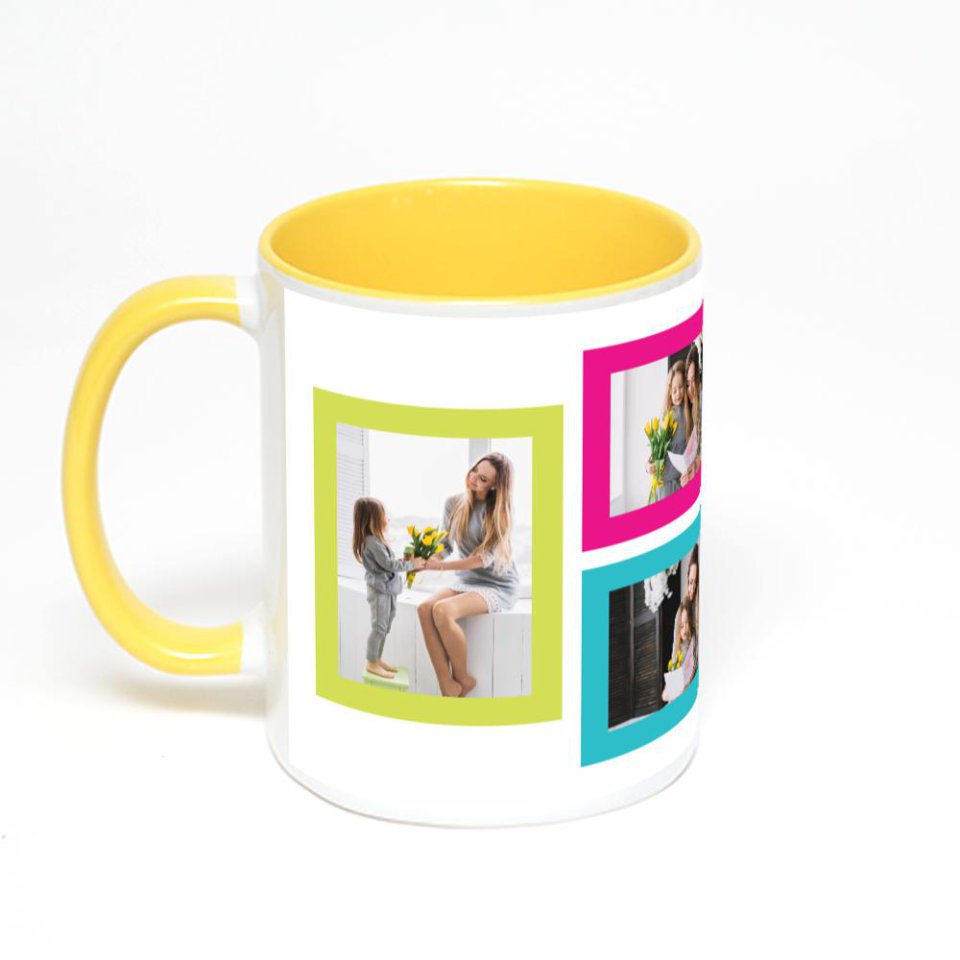 Желтая кружка с фотопечатью