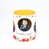 Желтая кружка с фотопечатью