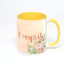 Желтая кружка с фотопечатью