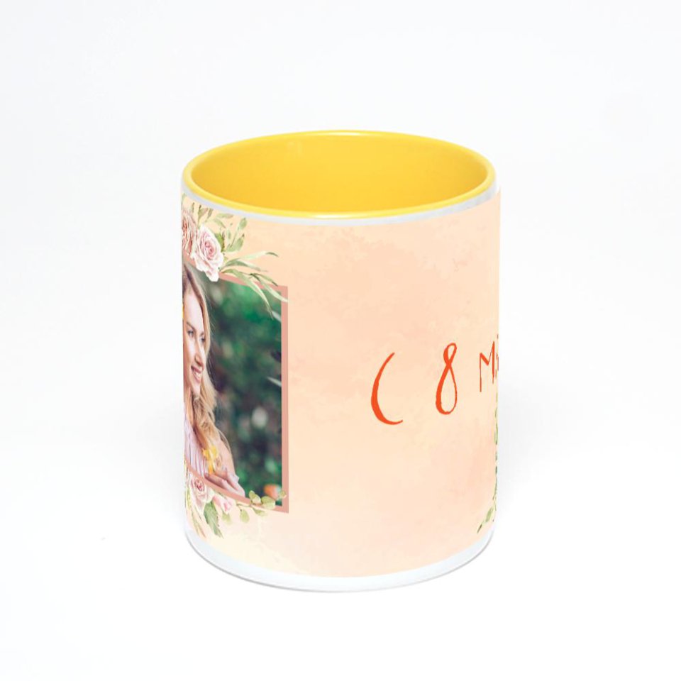 Желтая кружка с фотопечатью