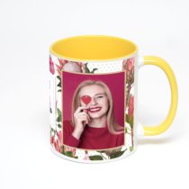 Желтая кружка с фотопечатью