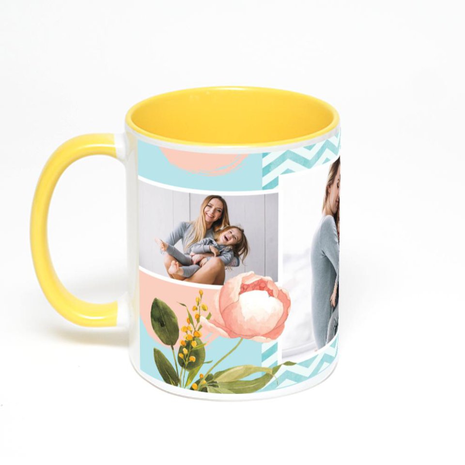 Желтая кружка с фотопечатью