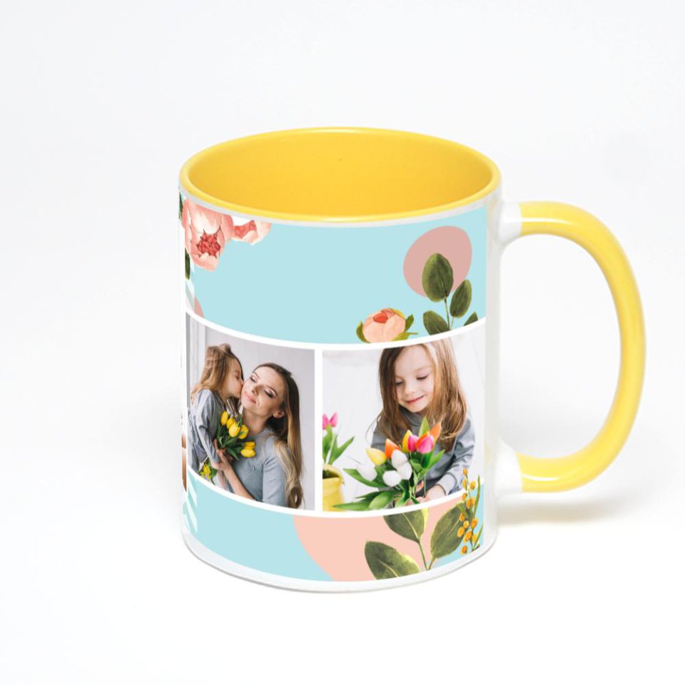 Желтая кружка с фотопечатью