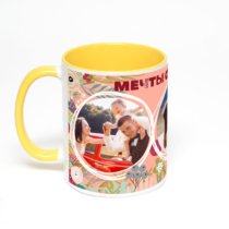 Желтая кружка с фотопечатью