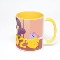 Желтая кружка с фотопечатью