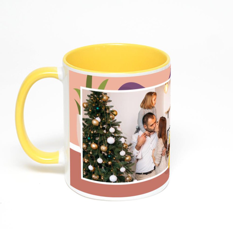 Желтая кружка с фотопечатью