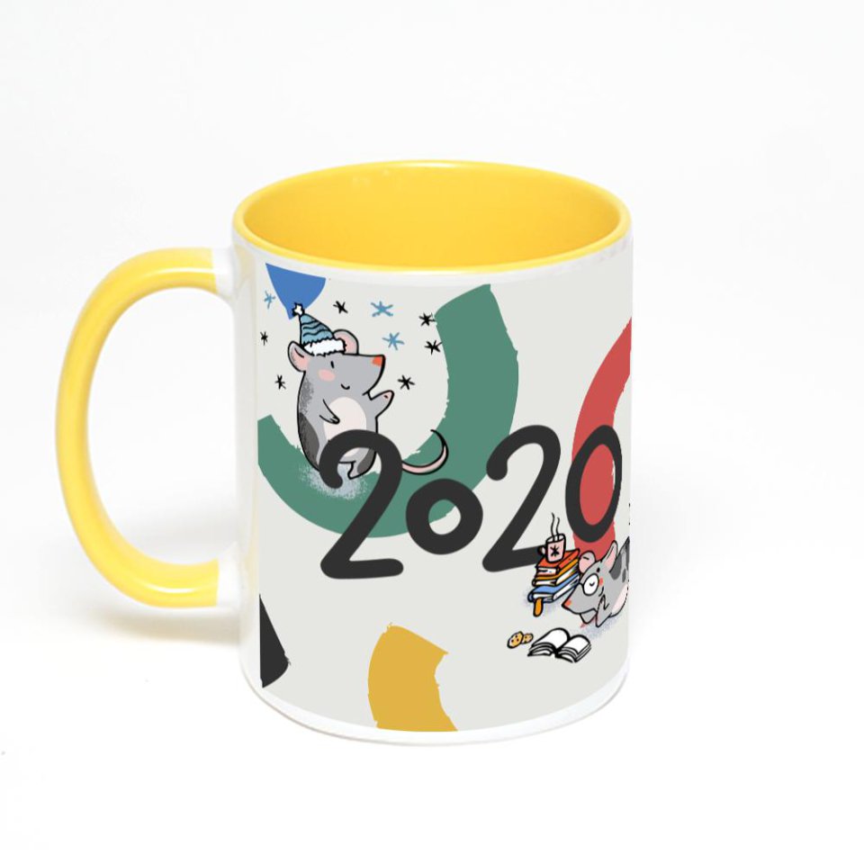 Желтая кружка с фотопечатью