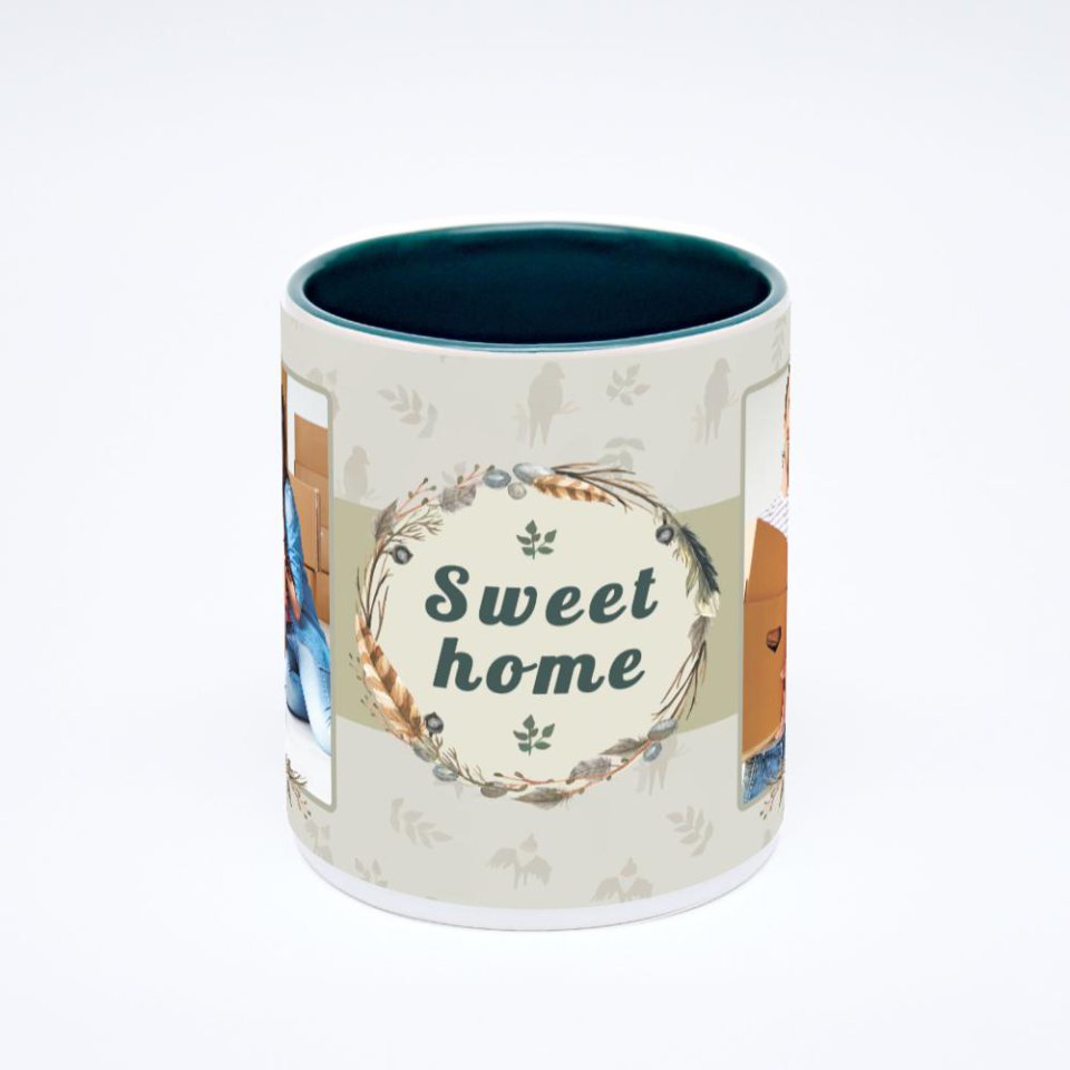 Зелёная кружка с фотопечатью