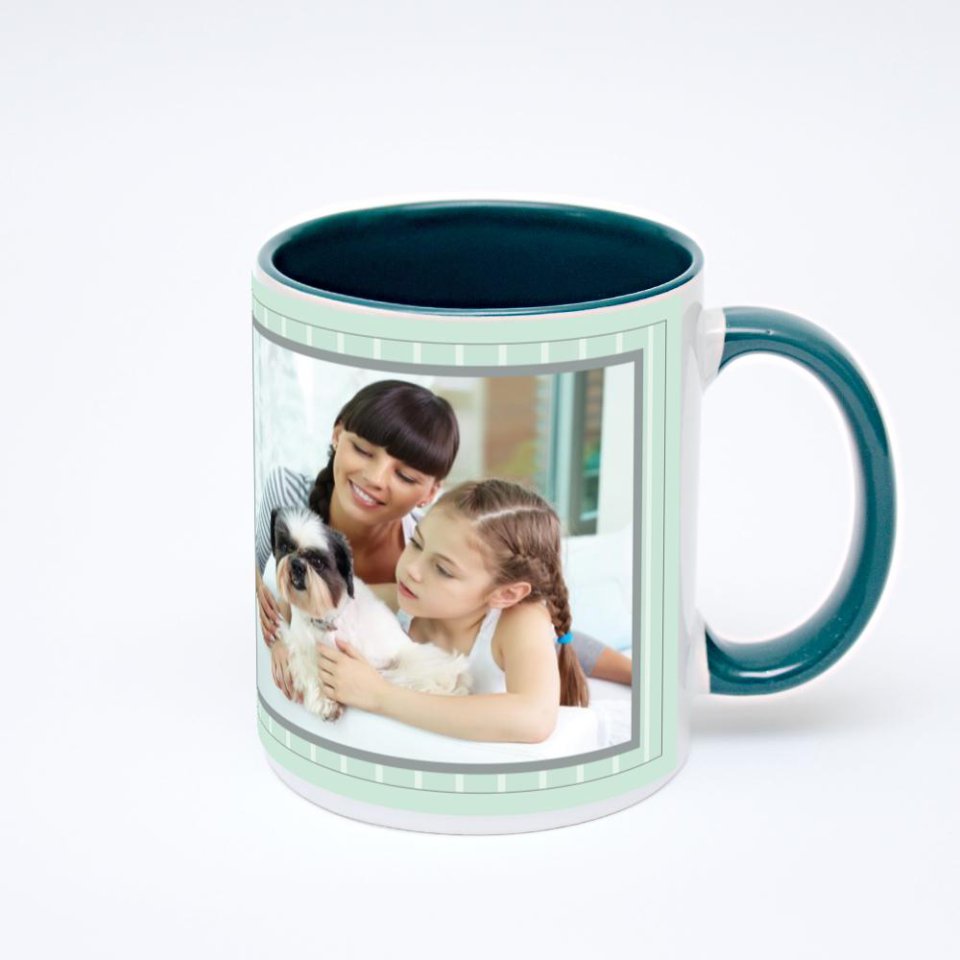 Зелёная кружка с фотопечатью