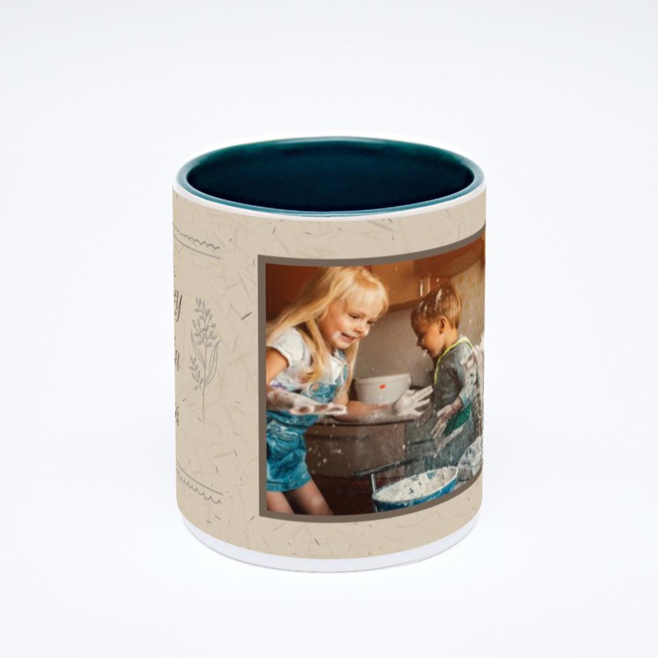 Зелёная кружка с фотопечатью