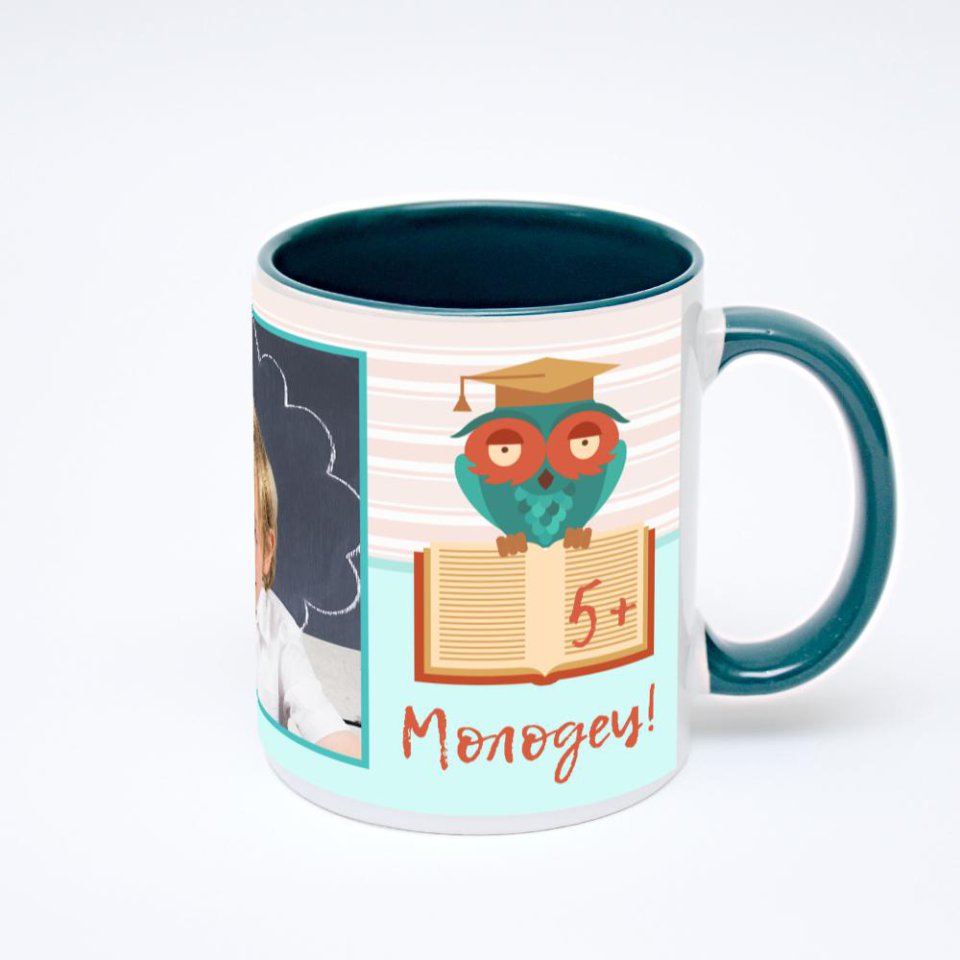 Зелёная кружка с фотопечатью