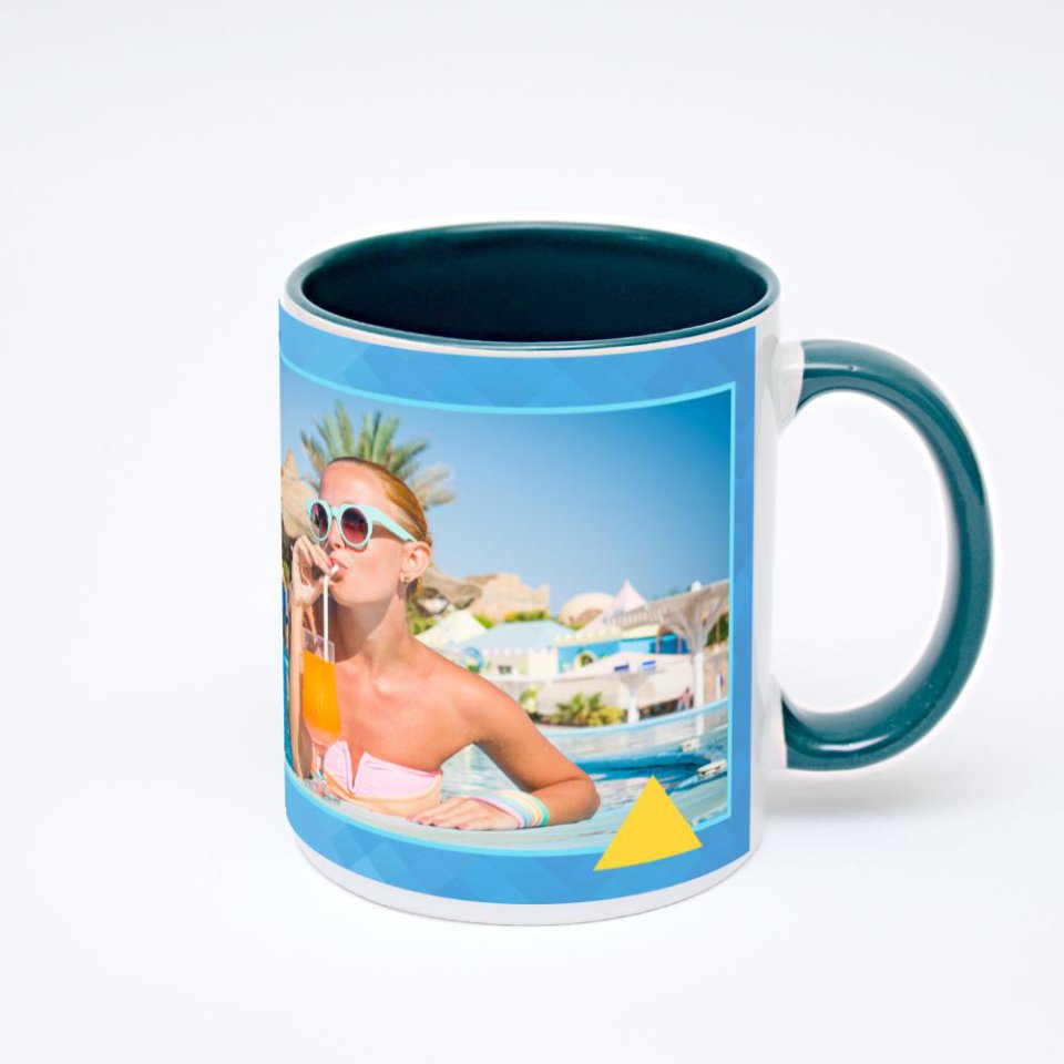 Зелёная кружка с фотопечатью