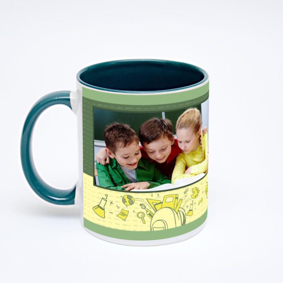 Зелёная кружка с фотопечатью