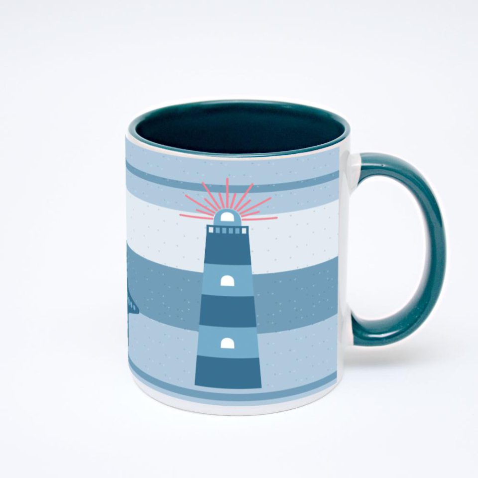 Зелёная кружка с фотопечатью