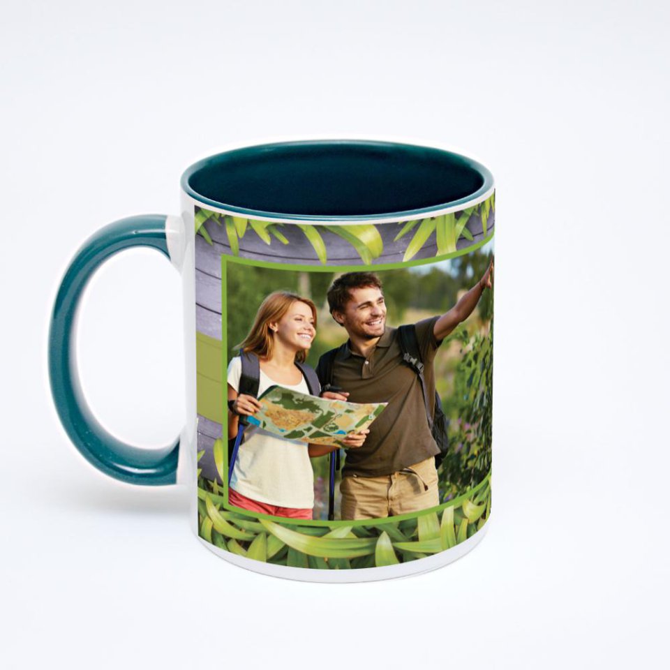 Зелёная кружка с фотопечатью