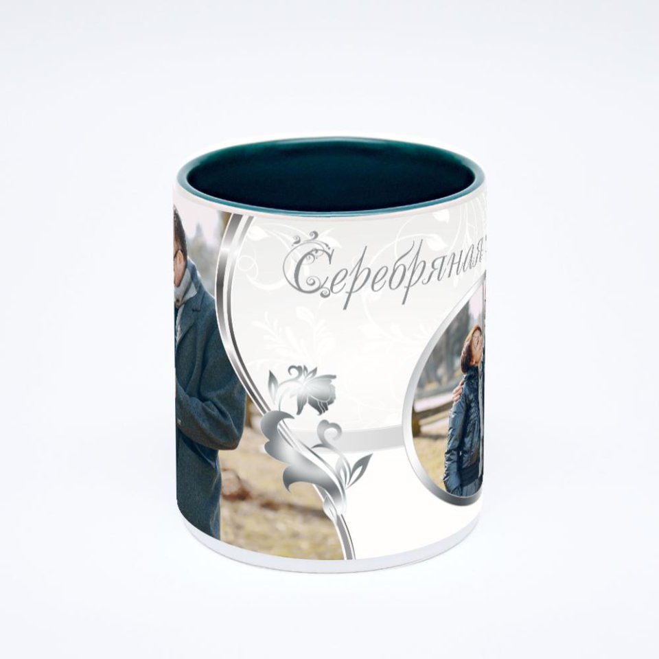 Зелёная кружка с фотопечатью