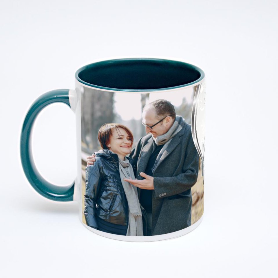 Зелёная кружка с фотопечатью