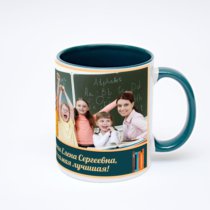 Зелёная кружка с фотопечатью