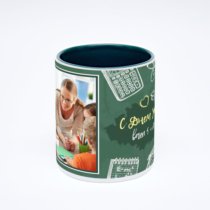 Зелёная кружка с фотопечатью