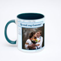 Зелёная кружка с фотопечатью