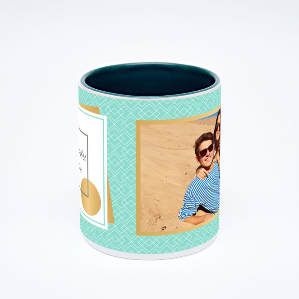 Зелёная кружка с фотопечатью