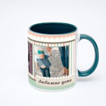 Зелёная кружка с фотопечатью