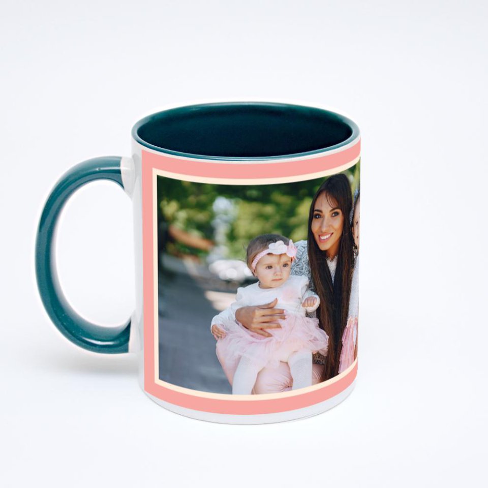 Зелёная кружка с фотопечатью