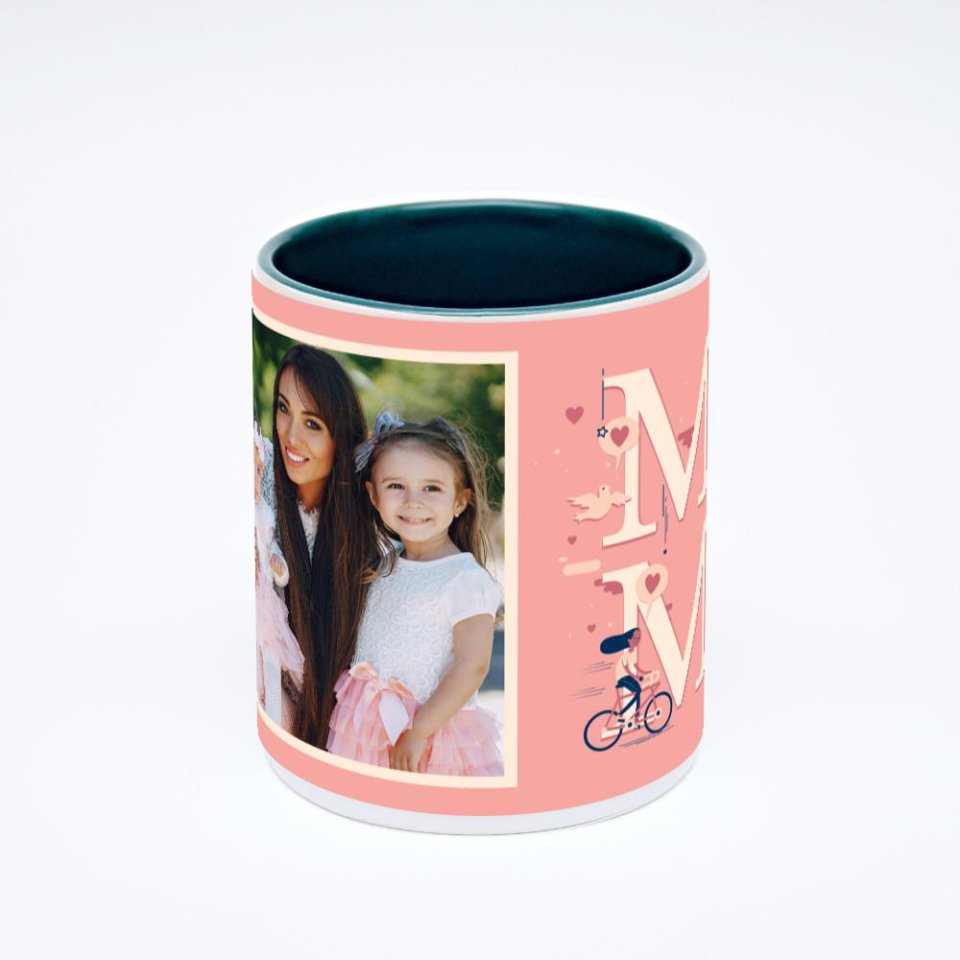 Зелёная кружка с фотопечатью