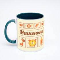 Зелёная кружка с фотопечатью