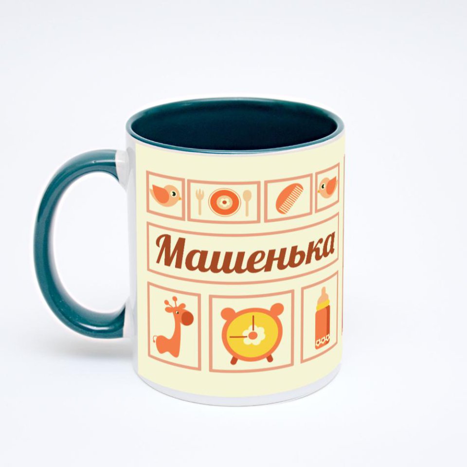 Зелёная кружка с фотопечатью