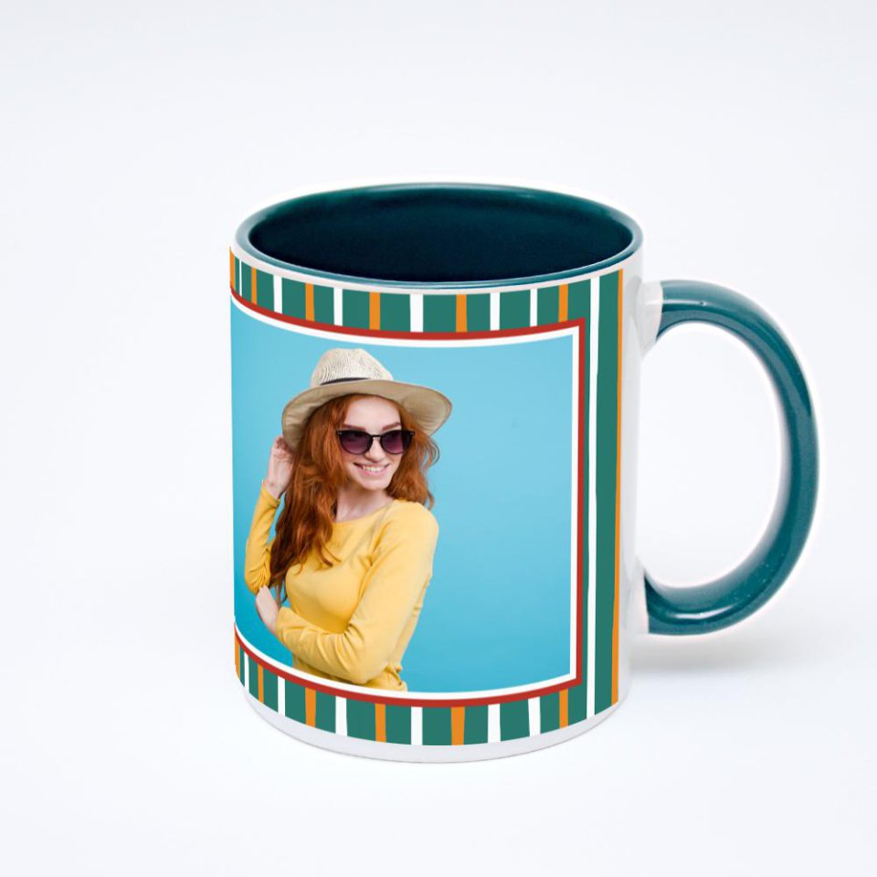 Зелёная кружка с фотопечатью