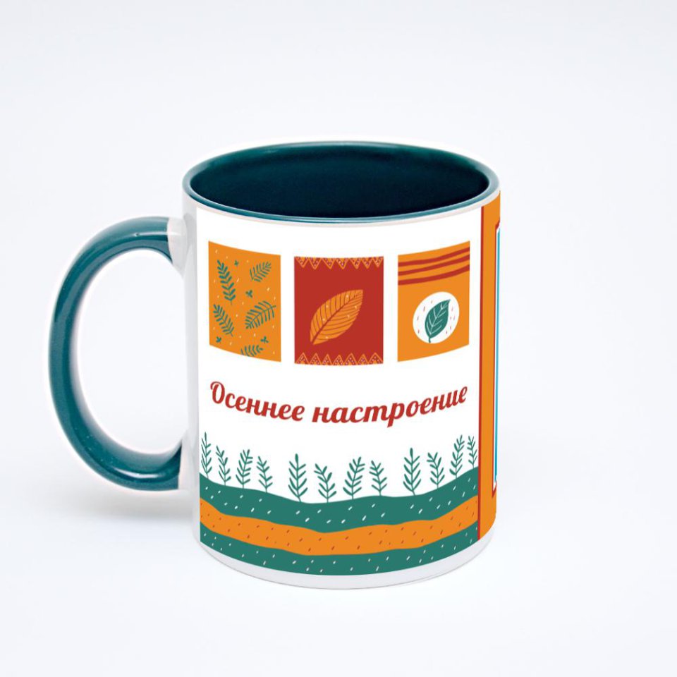 Зелёная кружка с фотопечатью