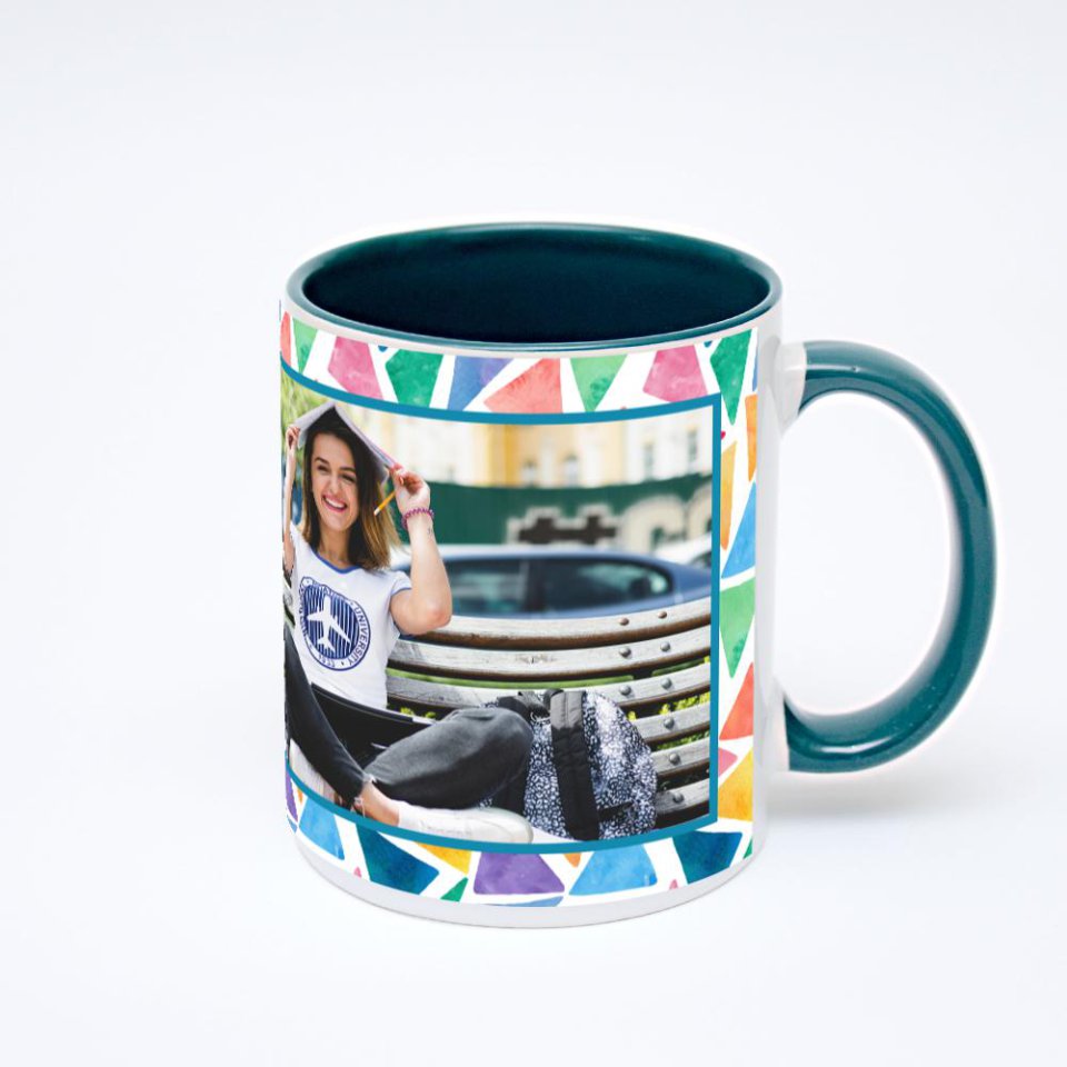 Зелёная кружка с фотопечатью