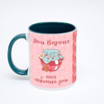 Зелёная кружка с фотопечатью