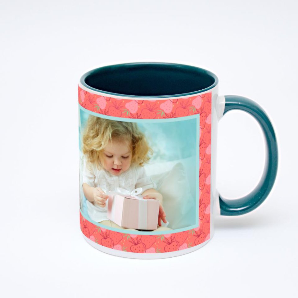 Зелёная кружка с фотопечатью