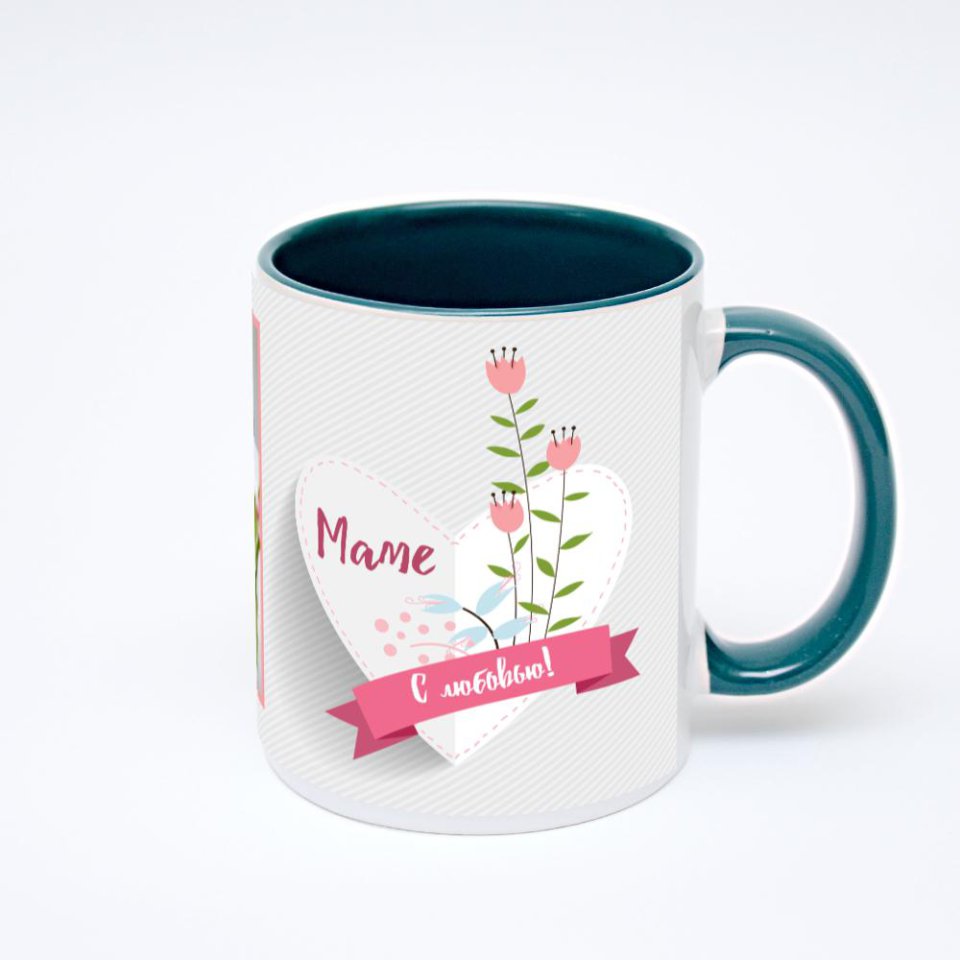 Зелёная кружка с фотопечатью