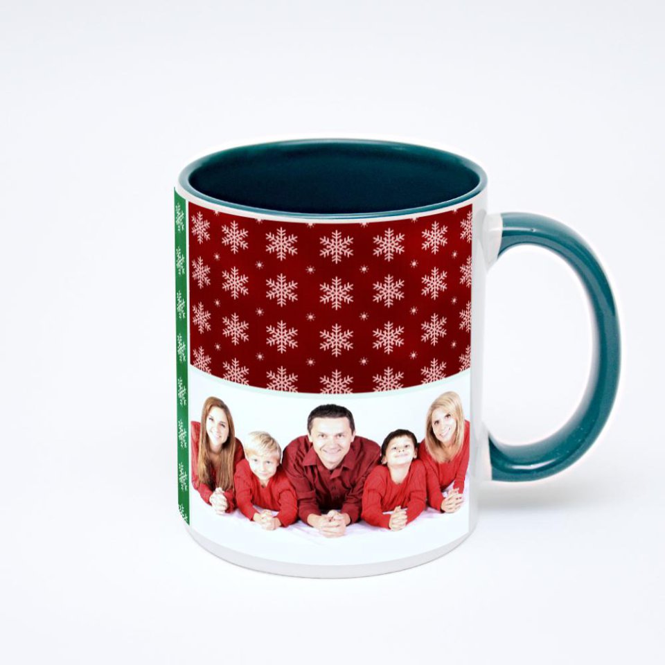 Зелёная кружка с фотопечатью