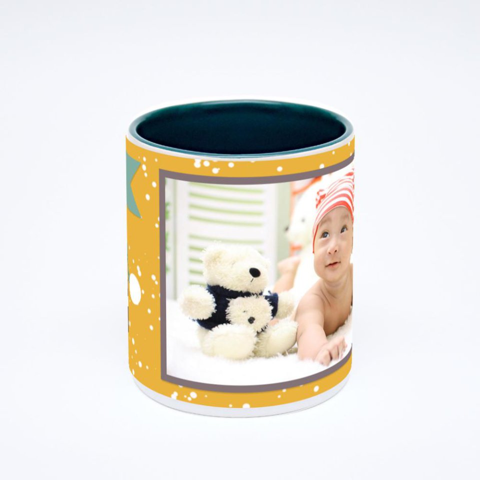 Зелёная кружка с фотопечатью