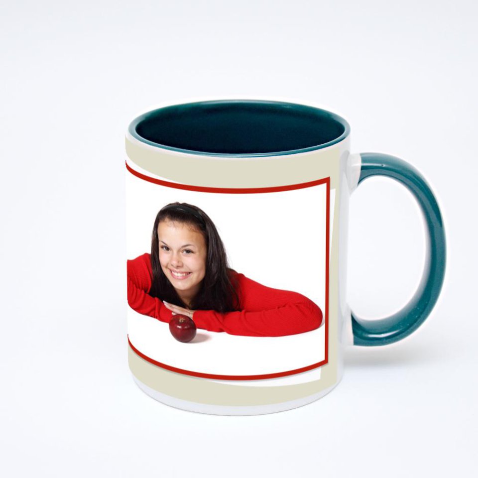 Зелёная кружка с фотопечатью