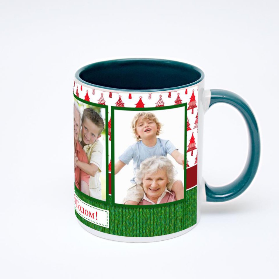 Зелёная кружка с фотопечатью